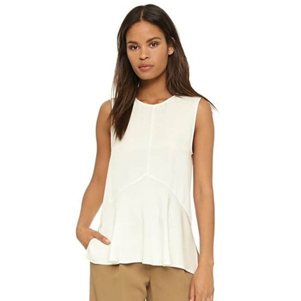 Theory Laycee Silk Sleeveless Top Size S (Ivory)